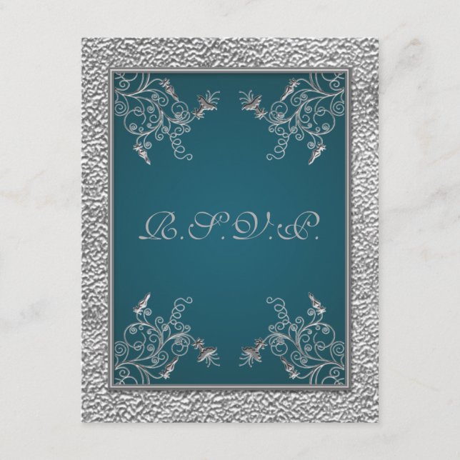 RIBBON IMPRESO Verde azulado en la tarjeta RSVP de (Anverso)