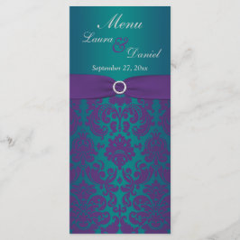 RIBBON Prple, tarjeta de menú Boda Verde azulada