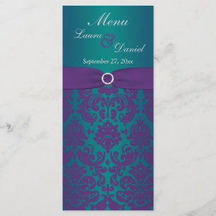 RIBBON Prple, tarjeta de menú Boda Verde azulada