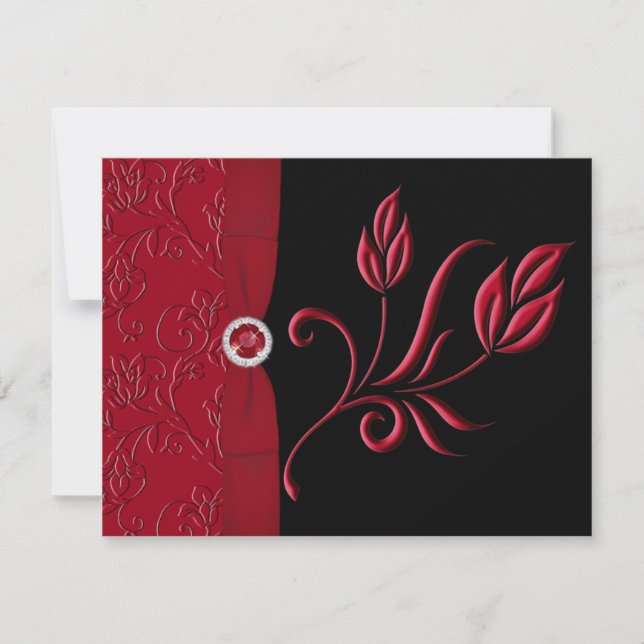 RIBBON RIBBON Ruby Red, tarjeta RSVP negra (Anverso)