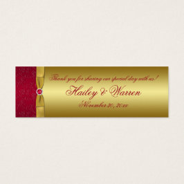 RIBBON Rojo IMPRESO, Etiqueta de Favor Floral Dora