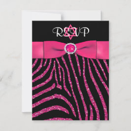 RIBBON Zebra IMPRESA, tarjeta RSVP Purpurina de FA