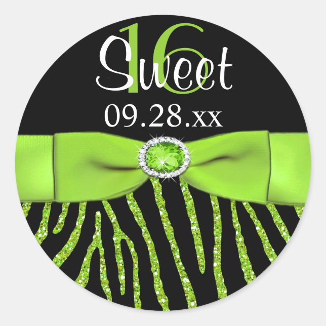 RIBBON Zebra Sweet 16 Pegatina favorito (Anverso)