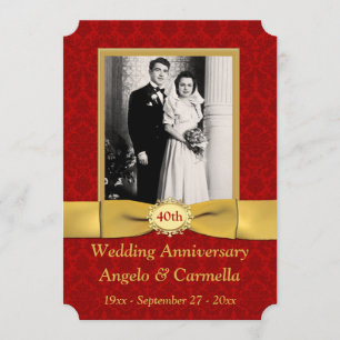 RIBÓN IMPRESO 40 Aniversario Boda Invitación