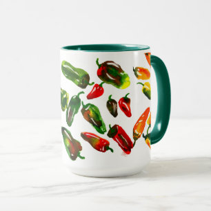 Rica Cosecha de Pimientos Taza de Arte de Acuarela