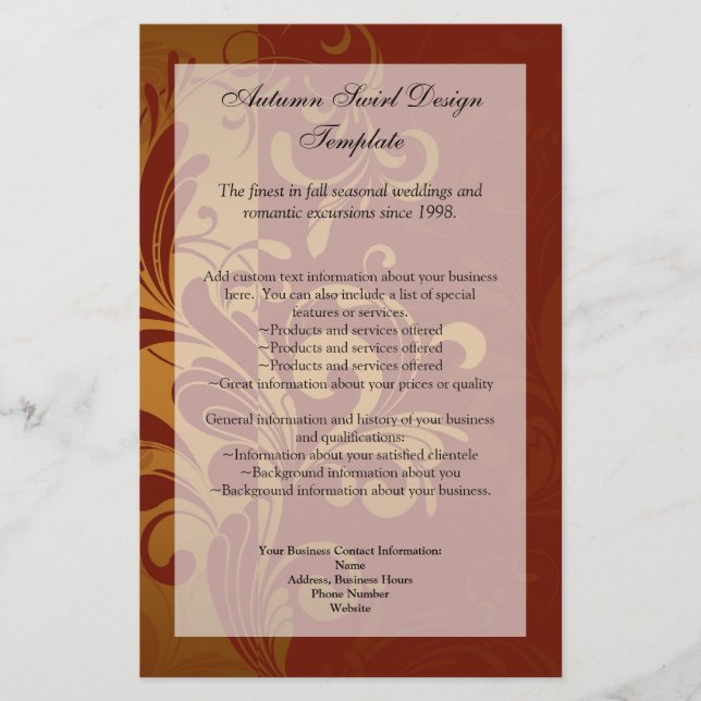 Rich Brick Red /Gold Swirl Program Menu o Flyer (Frente)