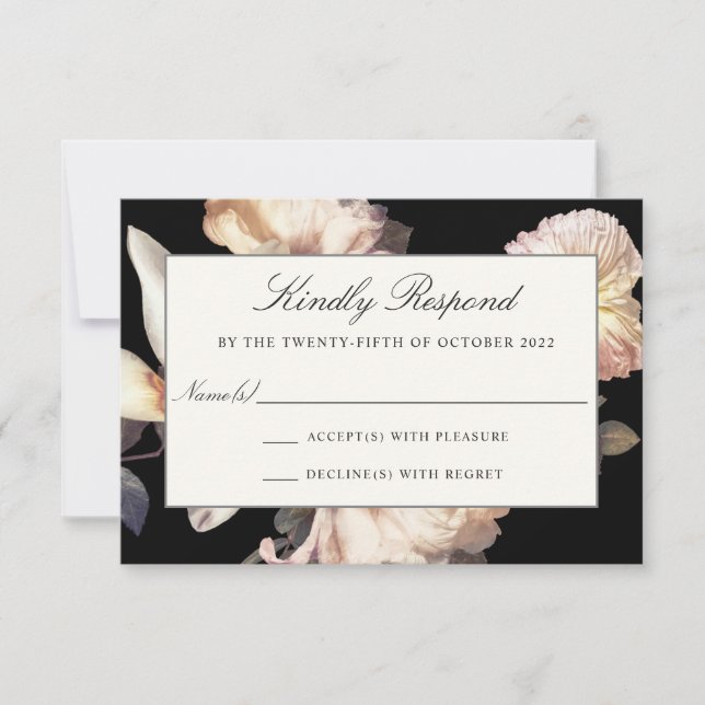 Rich Moody Floral Wedding RSVP (Anverso)
