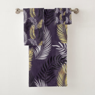 RICH PURPLE GOLD HAWAIIAN BATHROOM TOWALL SET