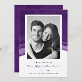 Rich Purple Watercolor Wedding Guardar las tarjeta