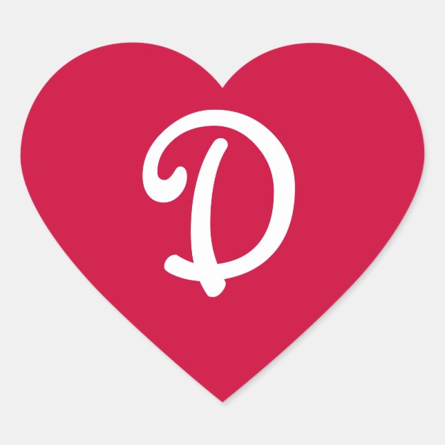 Rich Red Monogrammed Heart Pegatina (Anverso)