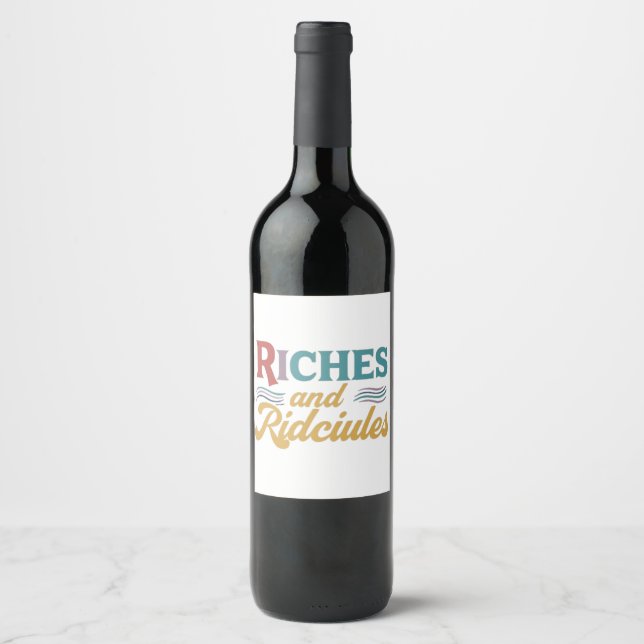 Riches y risas etiqueta de botella de vino (Anverso)