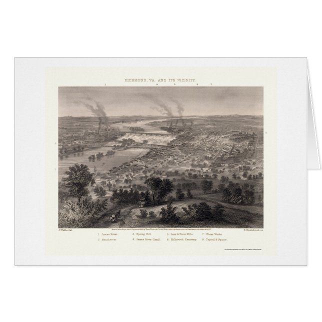 Richmond, mapa panorámico del VA - 1863 (Anverso (Horizontal))