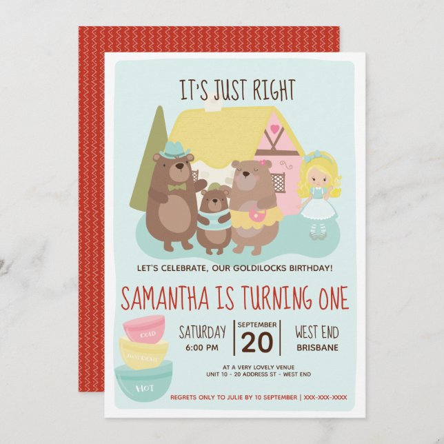 Ricitos de oro y la invitación de cumpleaños de lo (Anverso / Reverso)