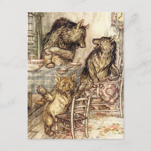 Ricitos de oro y la postal de los tres osos (Anverso)