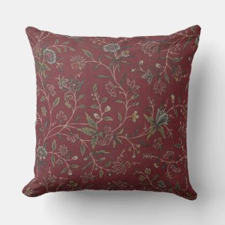 Rico Cojín decorativo floral rojo indio