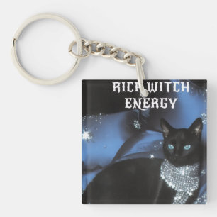Rico regalo de llavero de bruja gato negro Energía