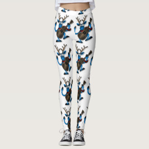 Ridículos Leggings de Reno de Navidad con Guitarra
