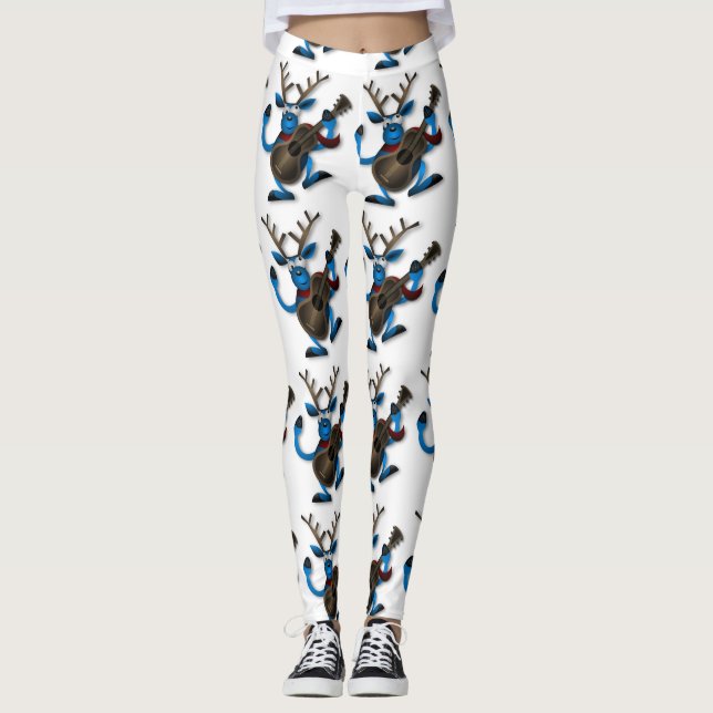 Ridículos Leggings de Reno de Navidad con Guitarra (Anverso)