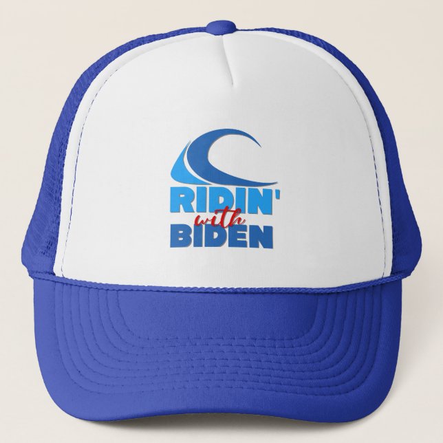 RIDIN' CON Sombrero Camionero BIDEN - Azul y blanc (Anverso)