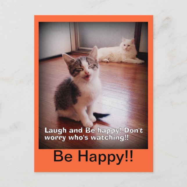 Ríe y sé feliz postal (Anverso)