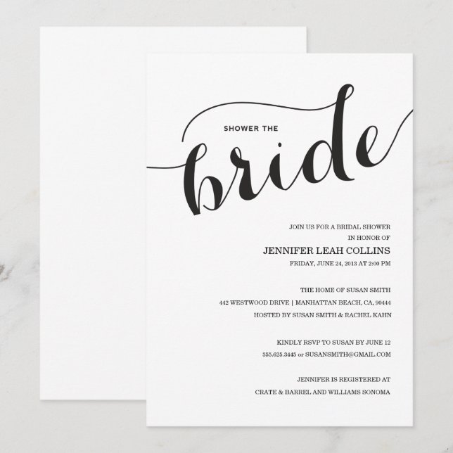 Riegue la invitación nupcial de la ducha de la (Anverso / Reverso)