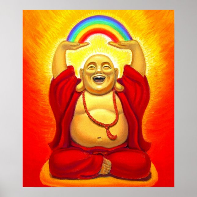Riéndose de Buda Poster de arte espiritual (Frente)