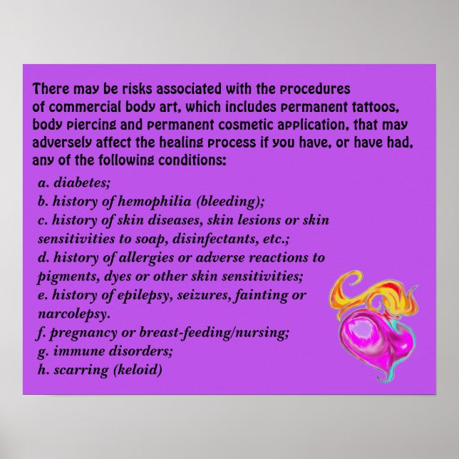 Riesgos de arte corporal comercial poster (Frente)