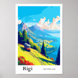 Rigi Suiza Viaje al Ilustracion Vintage de Arte
