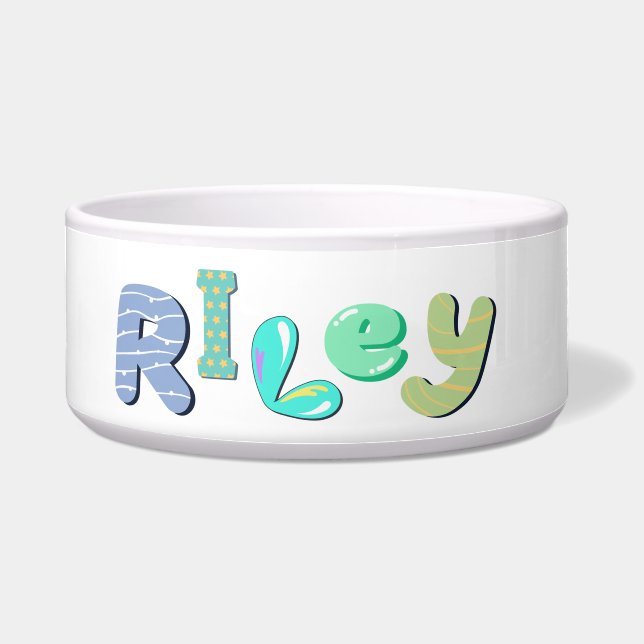 Riley - perros y gatos cuenco cerámico personaliza (Frente)