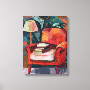 Rincón de Lectura: Arte Favista con Sillón Rojo.
