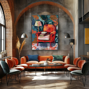 Rincón de Lectura: Arte Favista con Sillón Rojo.