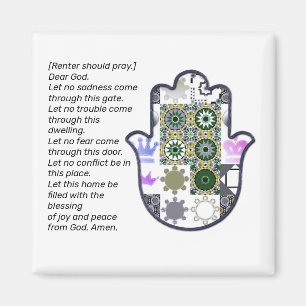 Rincón del imán de mano cuadrado de Khamsa