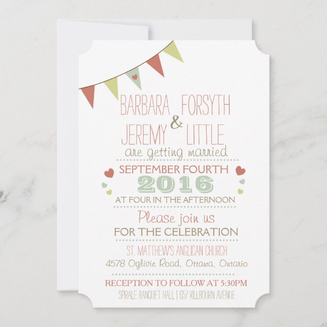 Rincones de invitaciones de Bunting de Shabby Chic