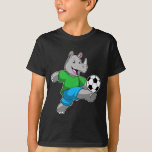 Rinoceronte como jugador de fútbol con camiseta de