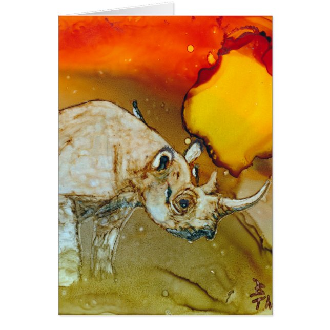 Rinoceronte en la puesta del sol (Frente)