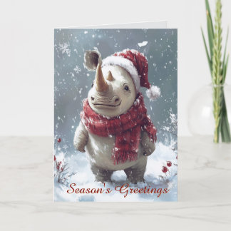 Rinoceronte pequeño en la tarjeta de Navidades de