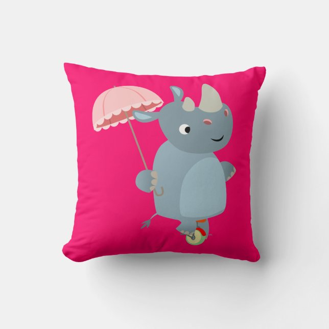 Rinoceronte personalizado con paraguas en almohada (Anverso)