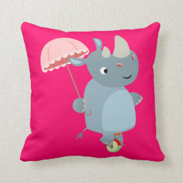Rinoceronte personalizado con paraguas en almohada