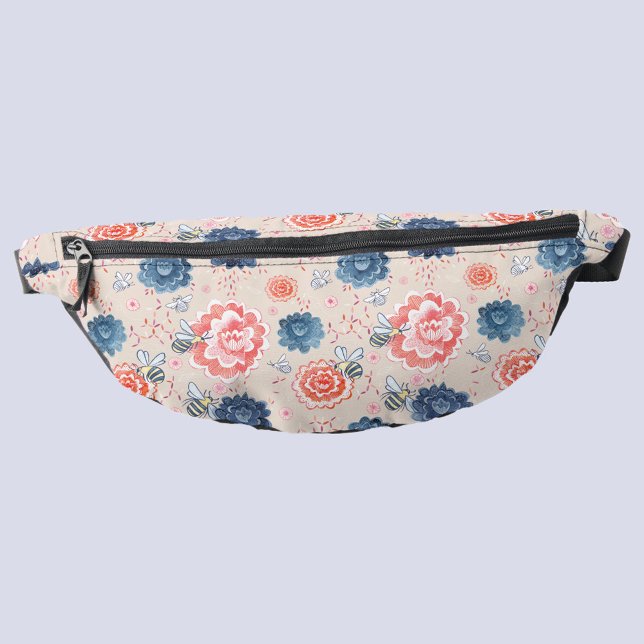 Riñoneras Acuarela de abejas y flores (Bees and flowers watercolor blush pink fanny pack)