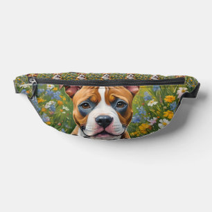 Riñoneras Arte Acrílico De Cachorro Marrón Y Blanco,