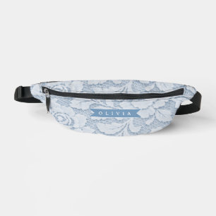 Riñoneras Azul Personalizado de Encaje Floral Elegante Román