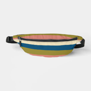 Riñoneras Bandas desiguales: azul, verde oliva, rosa y crema
