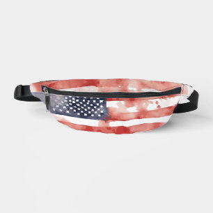 Riñoneras Bandera Americana de Acuarela de Cuerpo Completo,