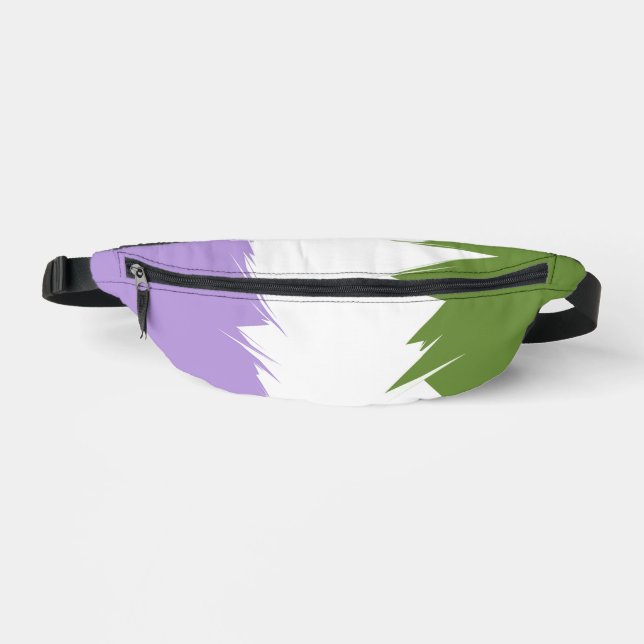 Riñoneras Bandera de orgullo Genderqueer abstracta ZigZag pu (Anverso)