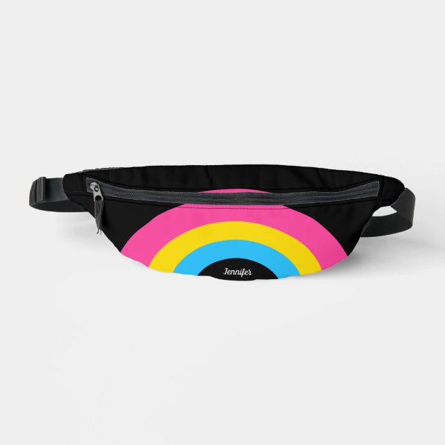 Riñoneras Bandera del Orgullo Pansexual Arcoiris Personaliza (Anverso)
