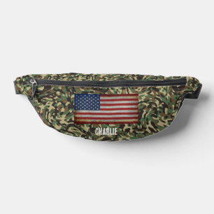 Riñoneras Bandera personalizada Camuflaje Verde Nombre Perso