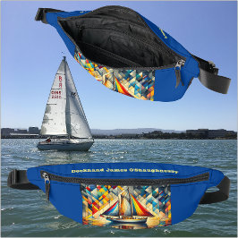 Riñoneras Barco de vela clásico de Guay, patrón geométrico a
