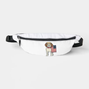Riñoneras Beagle Patriótico con Bandera Arte Vectorial Vinta