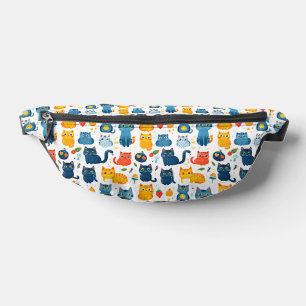 Riñoneras Bellos gatos kawaii, jugando con juguetes blanco b