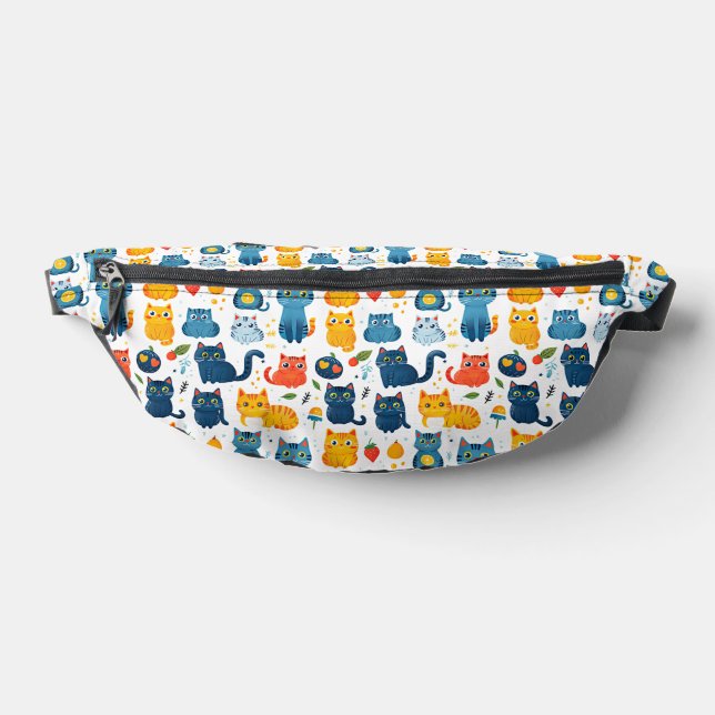 Riñoneras Bellos gatos kawaii, jugando con juguetes blanco b (Distribución)